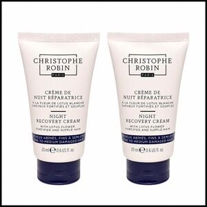 2 x Christophe Robin Night Recovery Cream Lotus Flower Hair Mask Travel Size
